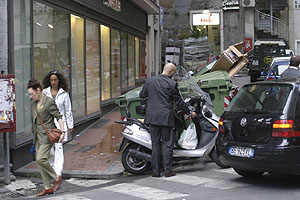 Clogged side street of Via XX Settembre, Genova