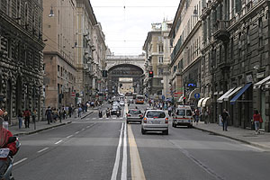 View up Via XX Settembre and Ponte Monumentale Cesare Gamba, Genova