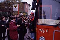 City tour bus - entering.