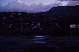 Look from office building across the Palermo transit road onto surrounding mountains