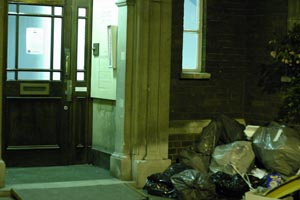Devereux court, rubbish at nighttime