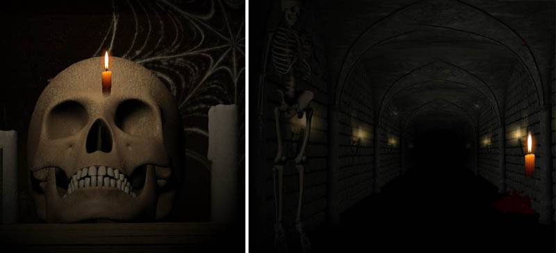 Skull and skeletion found in Fluch von Novgorod adventure game