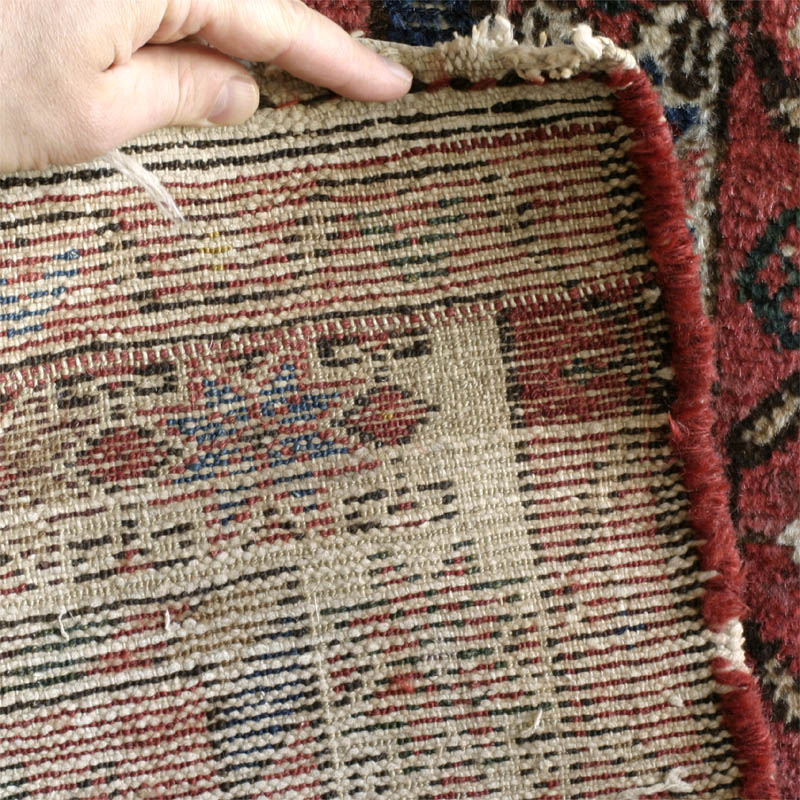 Kurdish or Afshar rug, large blossom medallions- back side