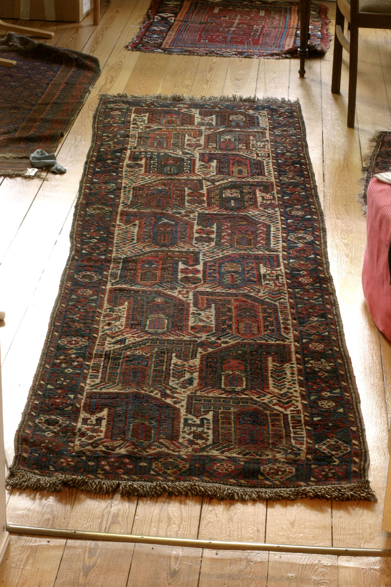 Antique Khamseh Baharlu runner on floor