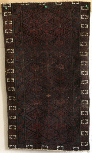 Antique Baluch bag (balisht) face with silk diamond, late 19th c.—click to see enlarged view