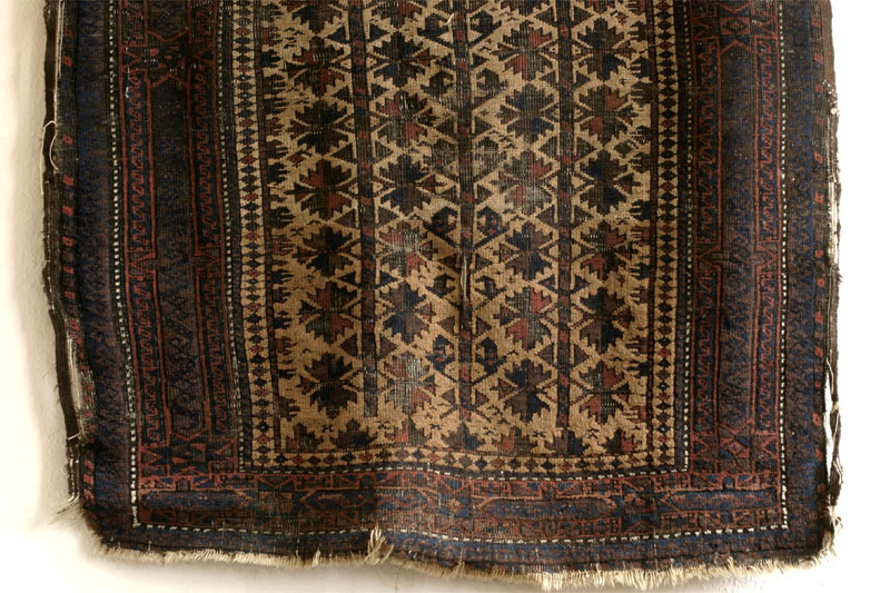 Baluch prayer rug with tree of life design, bottom half