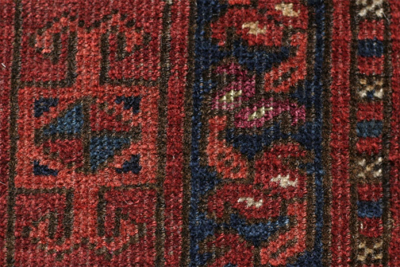 Ersari Turkmen chuval, south Turkmenistan or Afghanistan, third quarter 19th century: chuval border silk detail, chochenille and green
