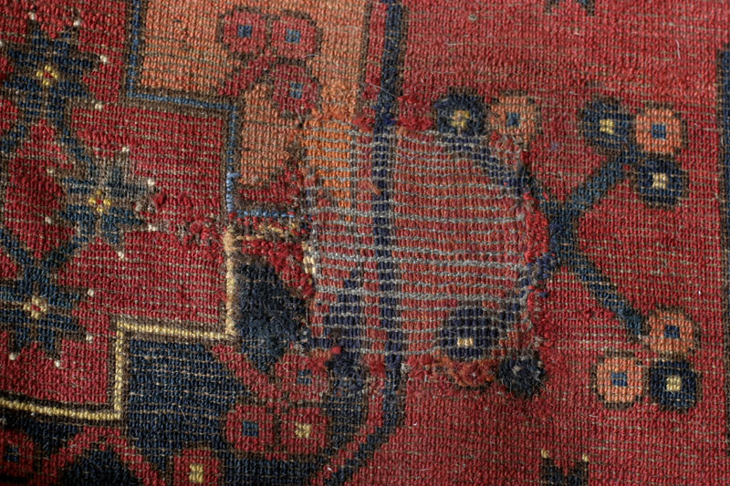 Ersari Turkmen main carpet, Turkmenistan second half 19th century: repair seen at the back