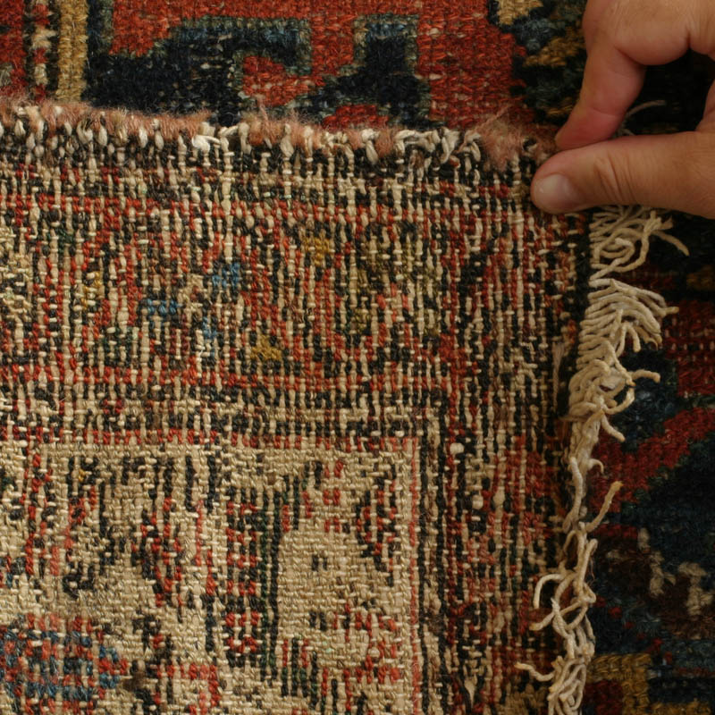 Hamadan Kurdish rug w animal border - back side weave pattern