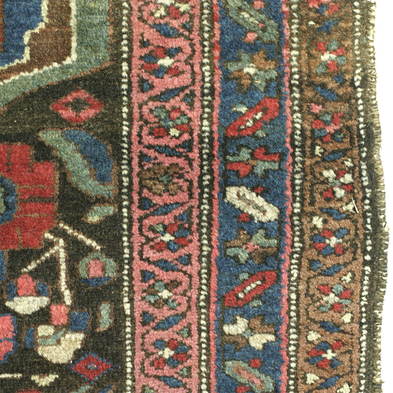 Hamadan area kurd rug with herati pat tern - border system