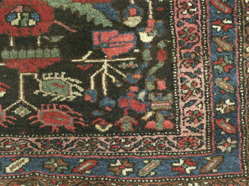 Hamadan area kurd rug with herati pattern - bottom right corner