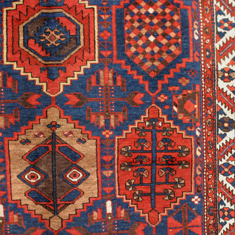 Kurdish hexagon lattice rug - field closer