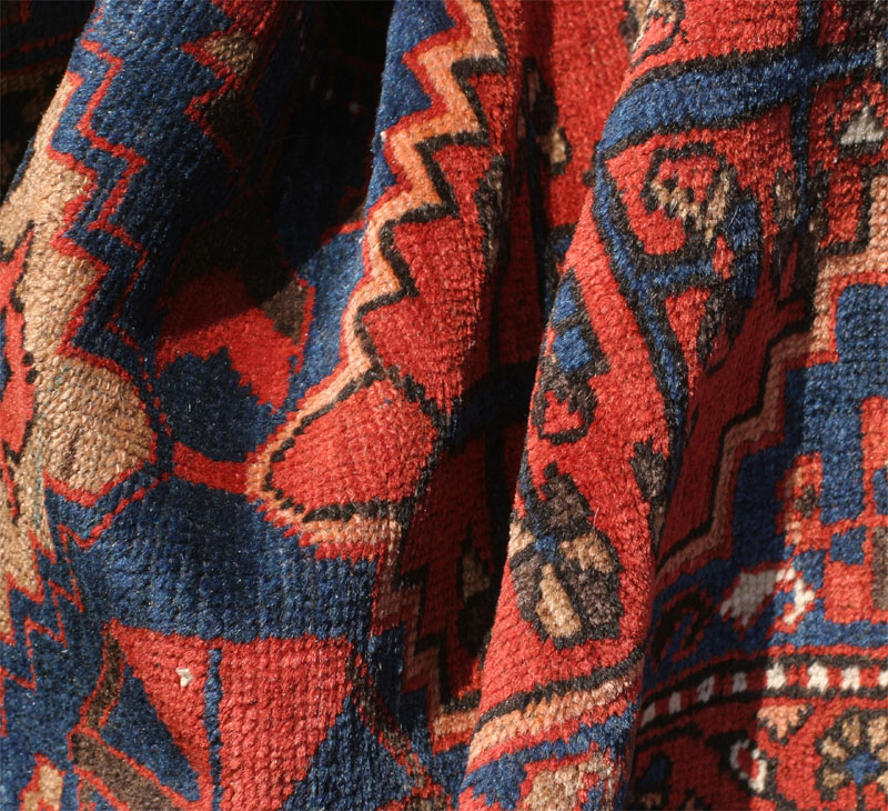 Kurdish hexagon lattice rug - more pile folds