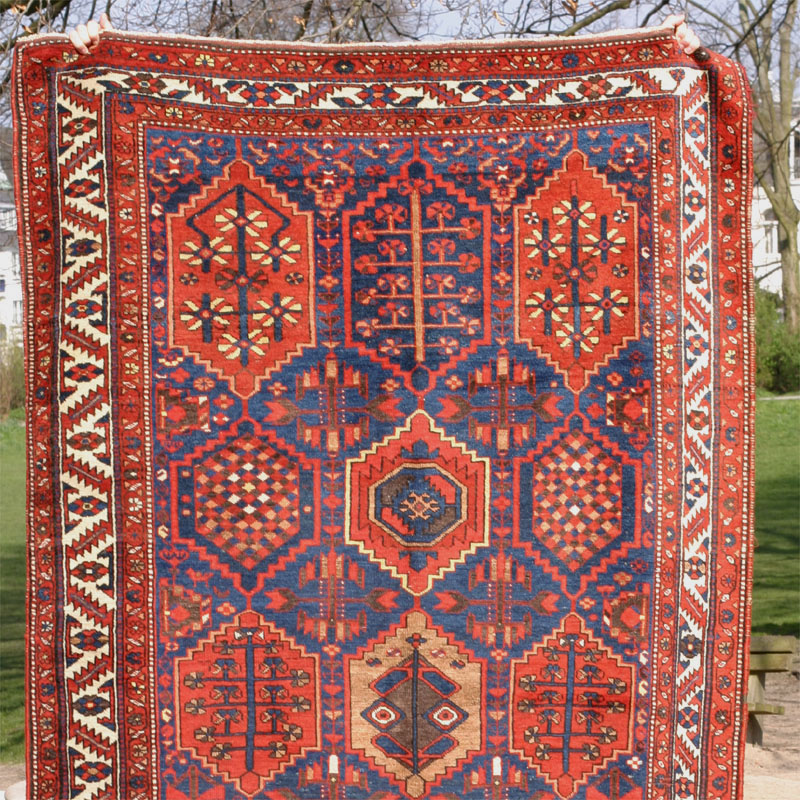 Kurdish hexagon lattice rug - top half