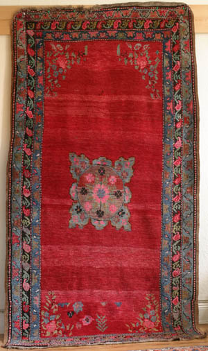 Red-ground Caucasian Karabagh w unusual medallion