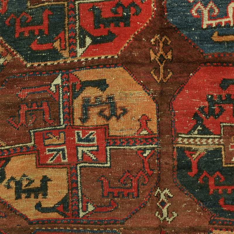 Karakalpak or Uzbek main rug - one gul using the maroon ground color