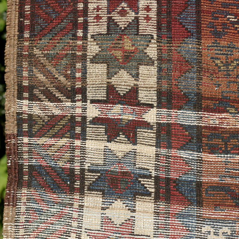 Kurdish long rug - back side - different wefts, cotton and wool