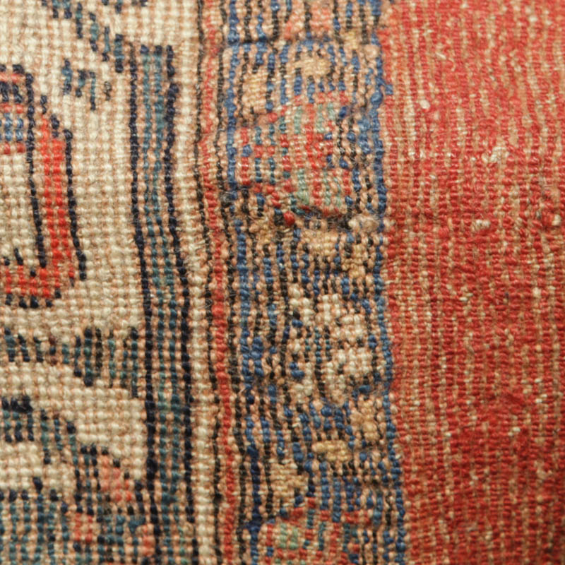 Kurdish medallion rug with humans and animals - back detail