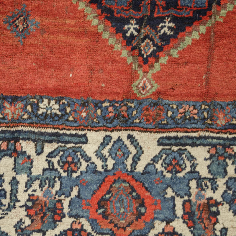 Kurdish medallion rug with humans and animals - treadfolds