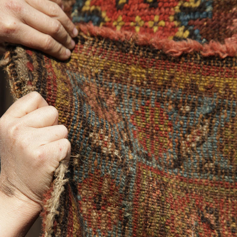 kurdish rug with large boteh border - back 1