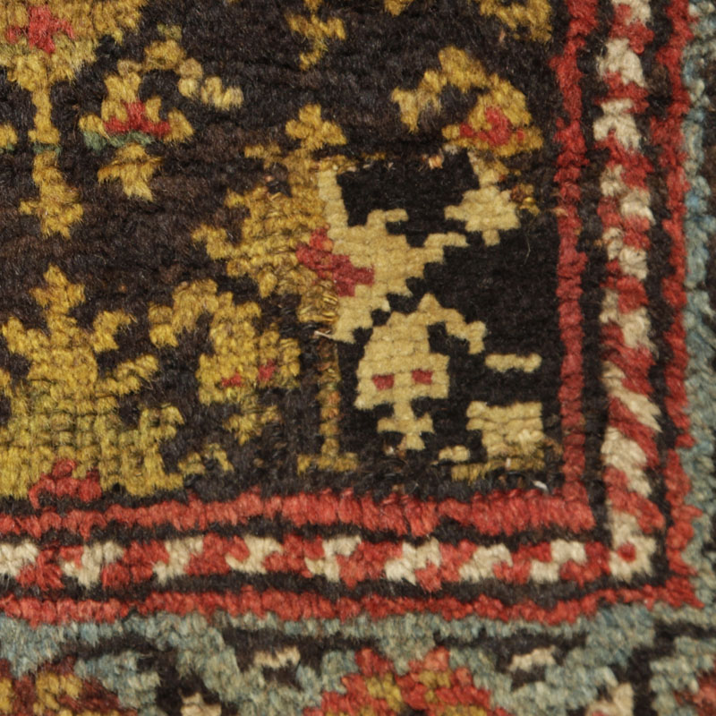 kurdish rug with large boteh border - area repiled