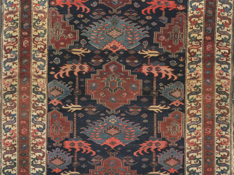Antique north-west Persian Kurdish Palmette rug: central area