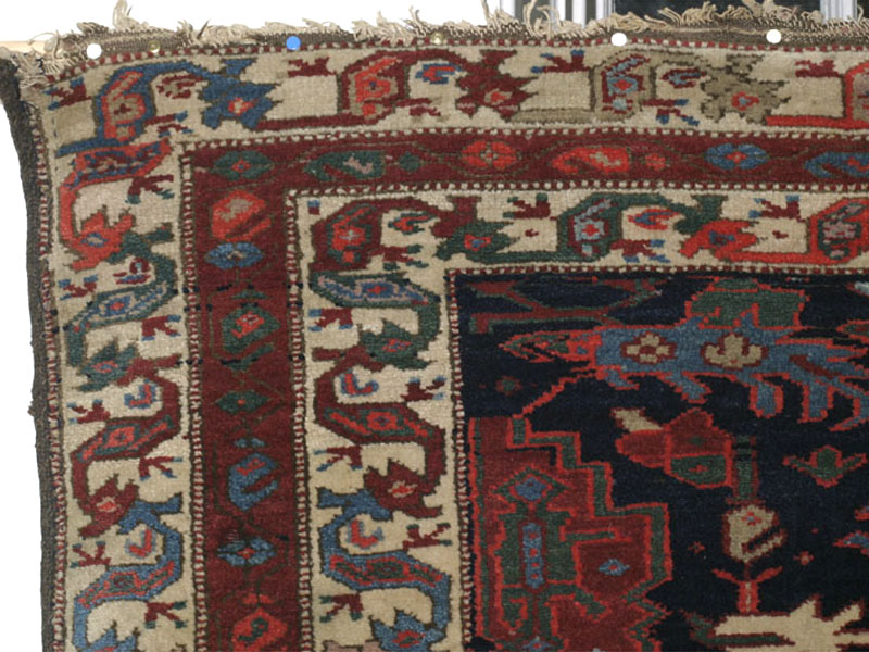 Antique north-west Persian Kurdish Palmette rug: top left