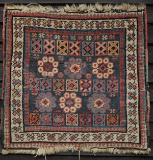 Qashqa'i bagface with bands of boxes and flowers - opens jpg in same window