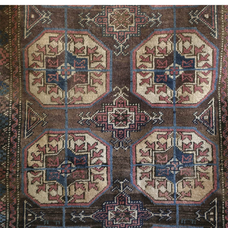Sistan baluch rug - field section with tekke guls