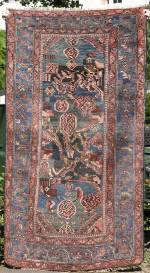 Antique Kurdish village Bijar, gol farang design—click to see enlarged view