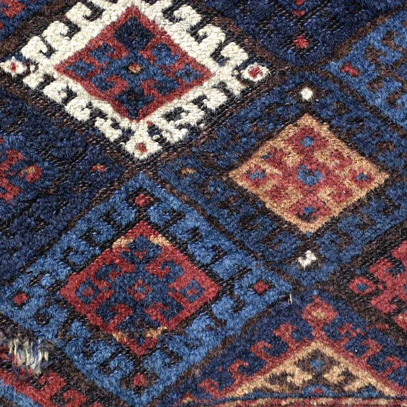Jaf Kurd khorjin bag face - detail w/ hole