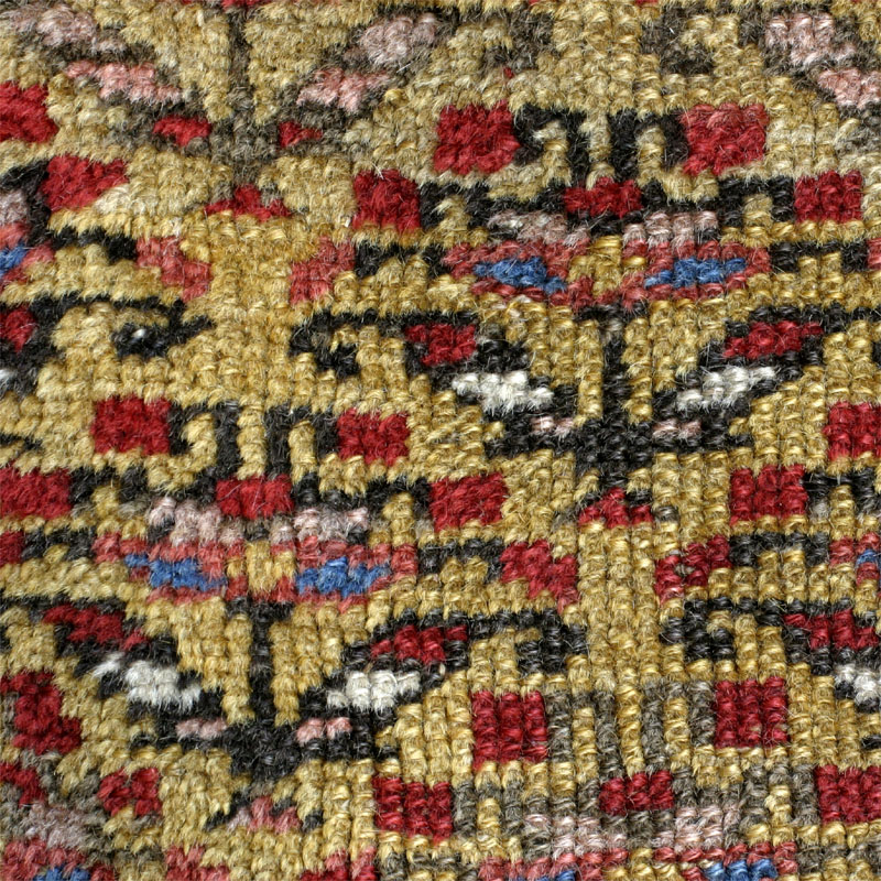 Antique Kurdish rug, end of 19th c., shrubs on yellow ground
