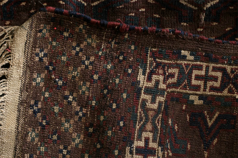 yomud turkmen rug, back side