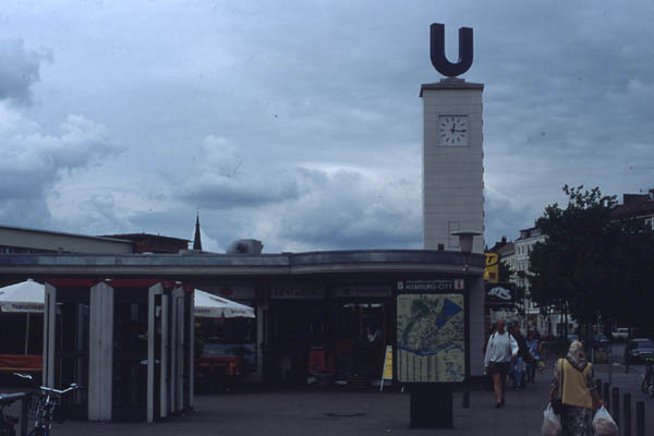 Surroundings at U-Bahn Feldstrasse — coming from the other side, the info map is visible